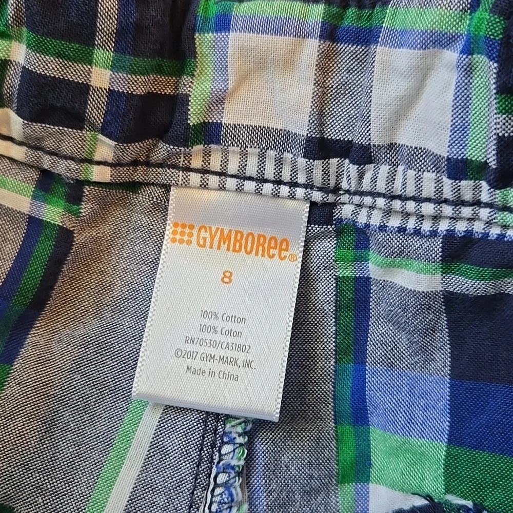 Gymboree Plaid Patchwork Shorts Blue Green White